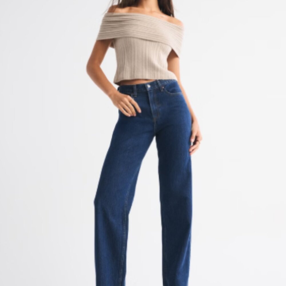 Abercrombie & Fitch Women's Straight Leg Jeans - Dark Blue